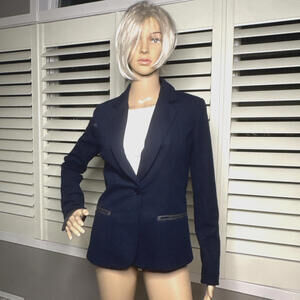 41 Hawthorn XS Navy Knit Blazer Elbow Patch Wool Knit Blazer Jacket Extra Small